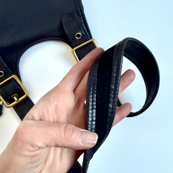 Vintage 90's Coach Crescent Berkeley Saddle Bag Black Leather Brass 9988 - Picture 12 of 12